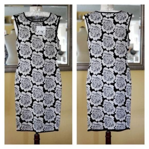ZAC Zac Posen Floral Sleeveless Fitted Stretchy Knit Dress Women's Size Small - Picture 3 of 7